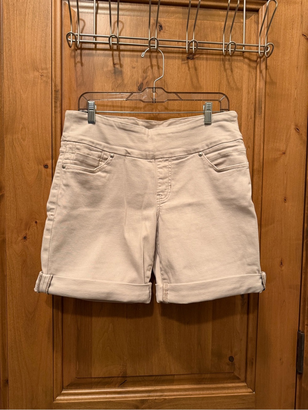 Jag Jeans Women's Cream High-Waist Roll-Cuff Shorts